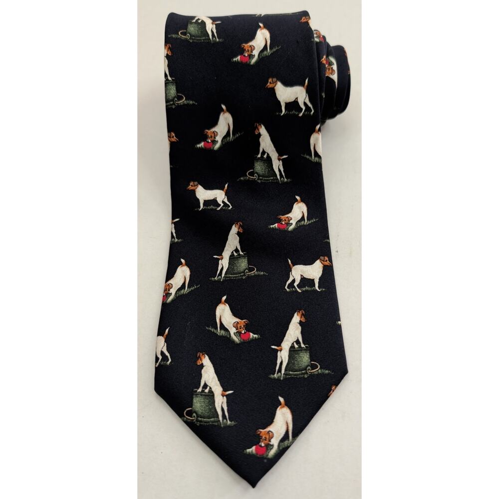 Jack Russell Terrier Men's Tie 100% Silk Alynn Neckwear Made in USA 57" Dogs